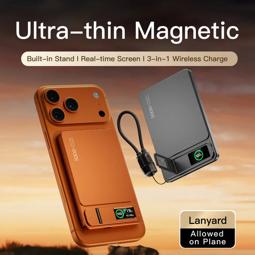10000mAh 3-in-1 Magnetic Power Bank, 20W Wireless Fast Charging with Smart TFT Display for iPhone 12–17 & Apple Watch