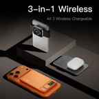 10000mAh 3-in-1 Magnetic Power Bank, 20W Wireless Fast Charging with Smart TFT Display for iPhone 12–17 & Apple Watch