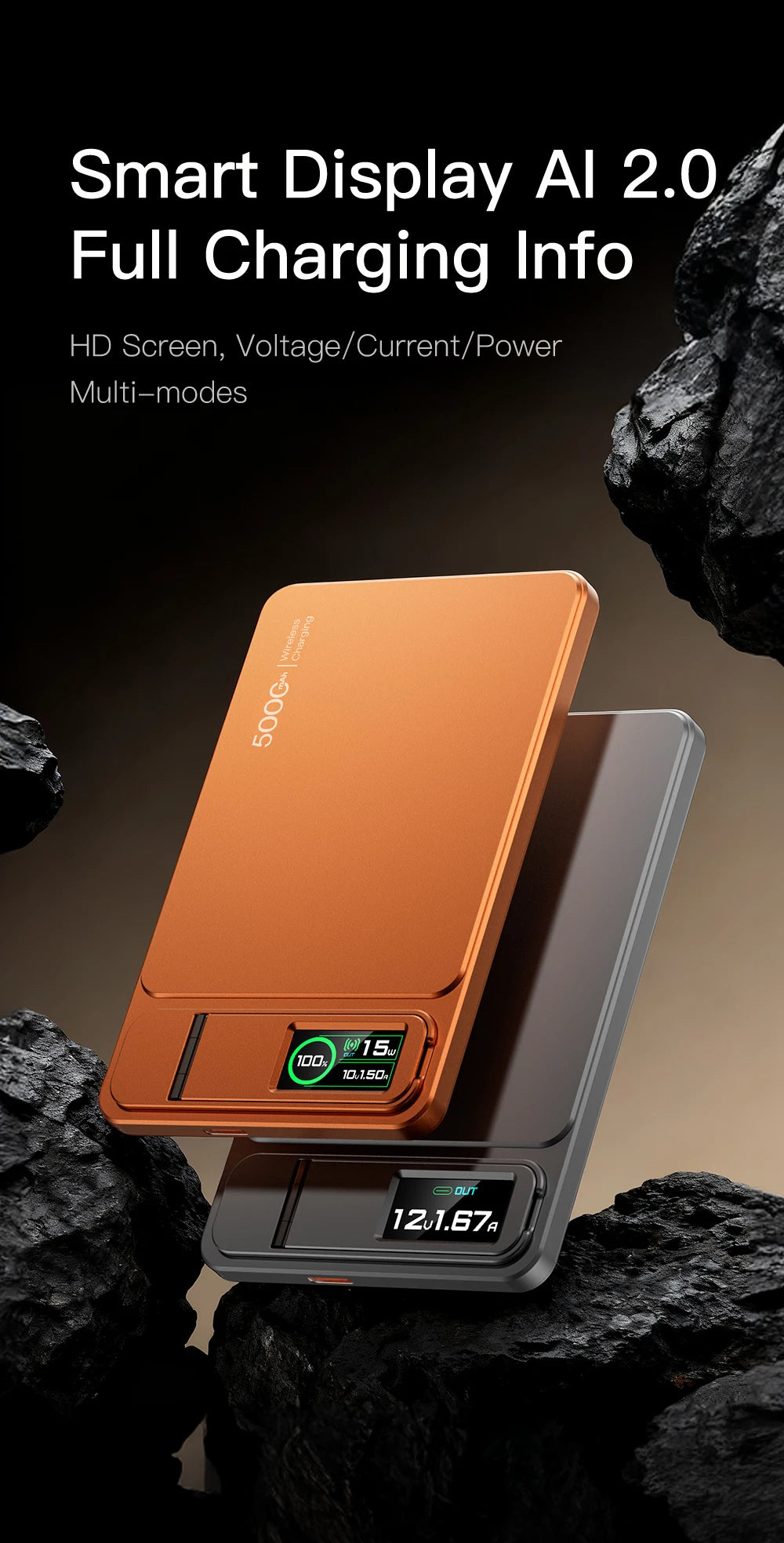 10000mAh 3-in-1 Magnetic Power Bank, 20W Wireless Fast Charging with Smart TFT Display for iPhone 12–17 & Apple Watch