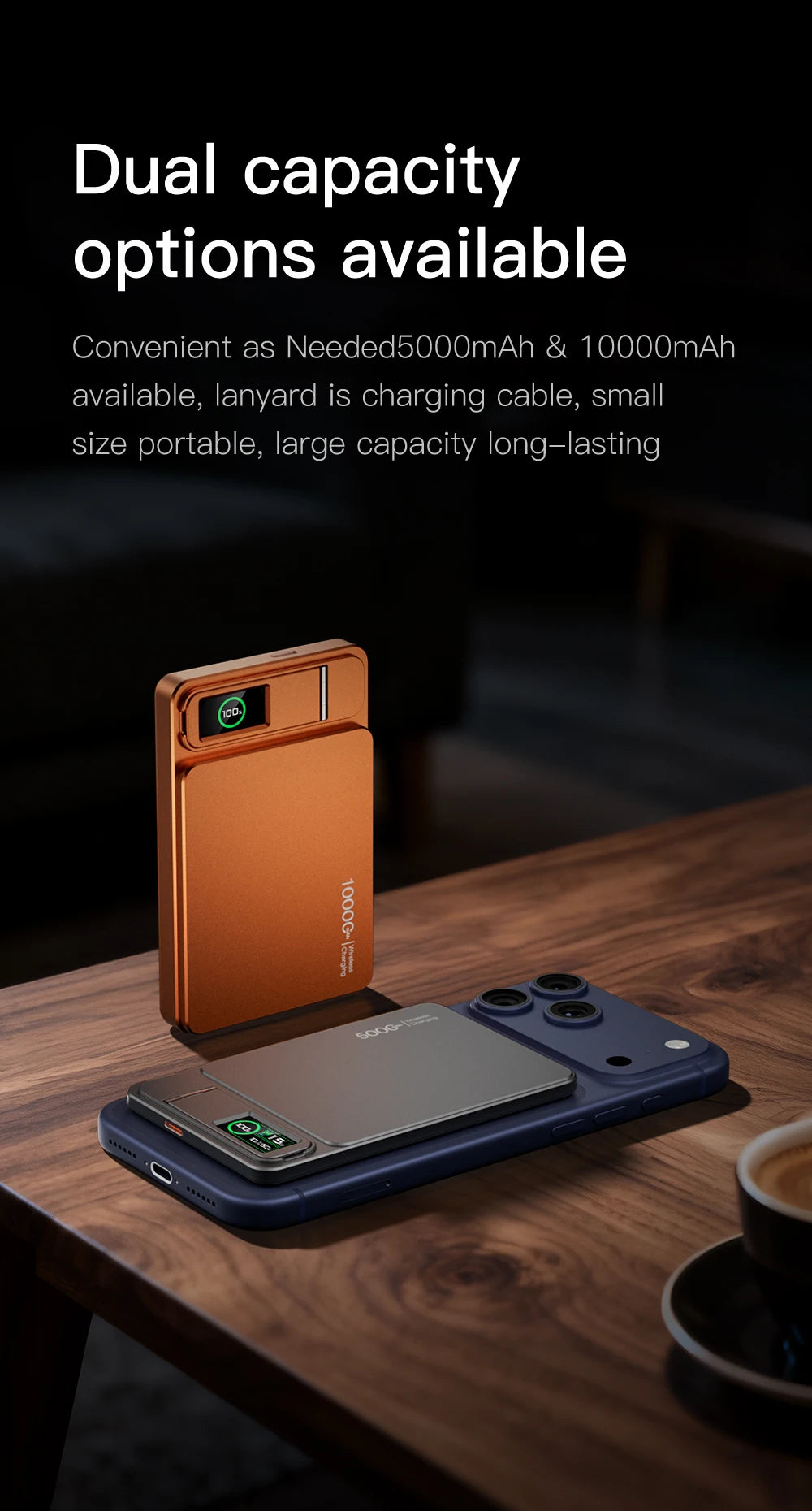 10000mAh 3-in-1 Magnetic Power Bank, 20W Wireless Fast Charging with Smart TFT Display for iPhone 12–17 & Apple Watch