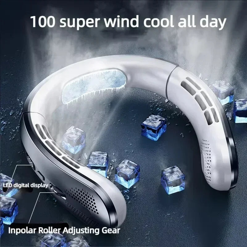 Lenovo 8000mah Hanging Neck Fan Portable Bladeless USB Rechargeable for Stress Free, Summer Travel Stay Cool, Feel Calm