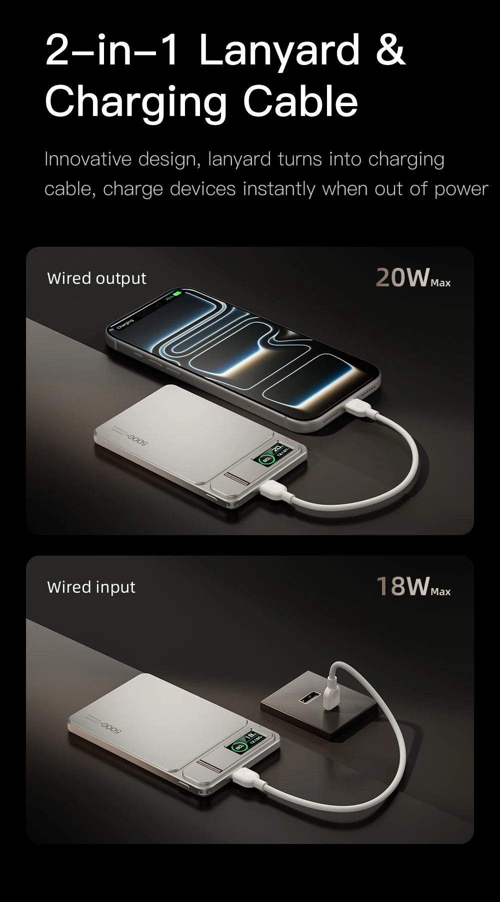 10000mAh 3-in-1 Magnetic Power Bank, 20W Wireless Fast Charging with Smart TFT Display for iPhone 12–17 & Apple Watch