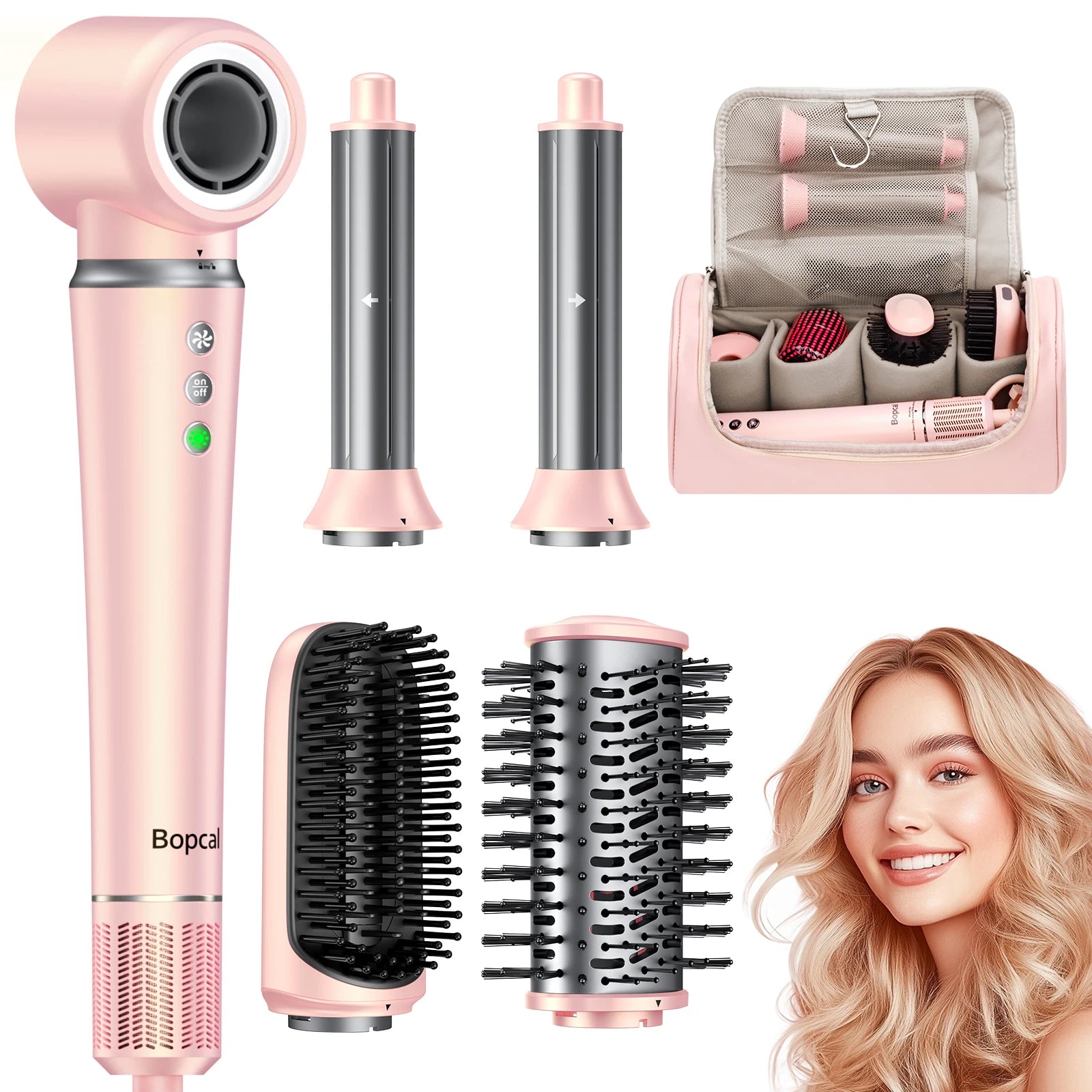 5-in-1 Hair Styler with Travel Bag Your Salon Routine for Perfect Hair Style Wherever You Go!