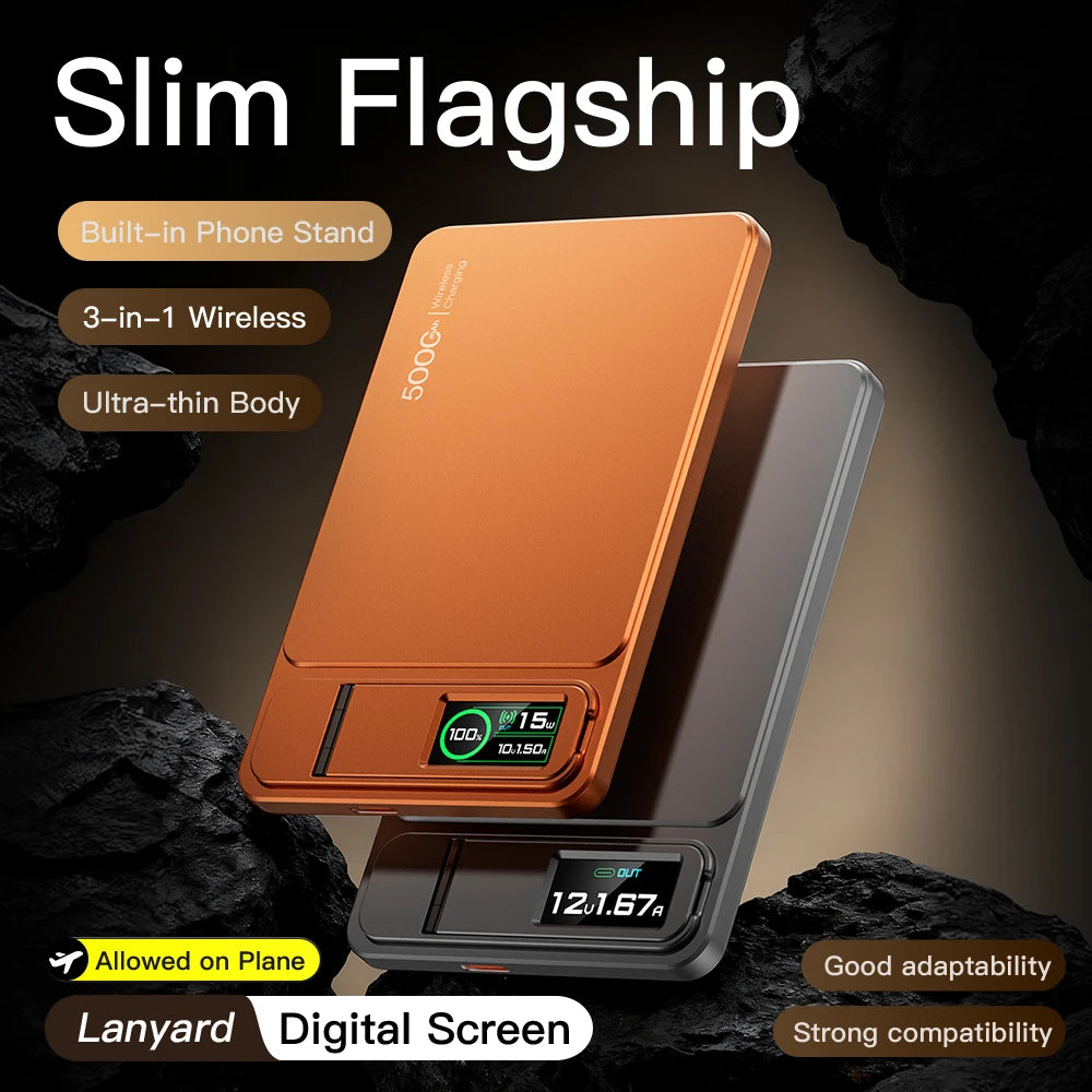 10000mAh 3-in-1 Magnetic Power Bank, 20W Wireless Fast Charging with Smart TFT Display for iPhone 12–17 & Apple Watch