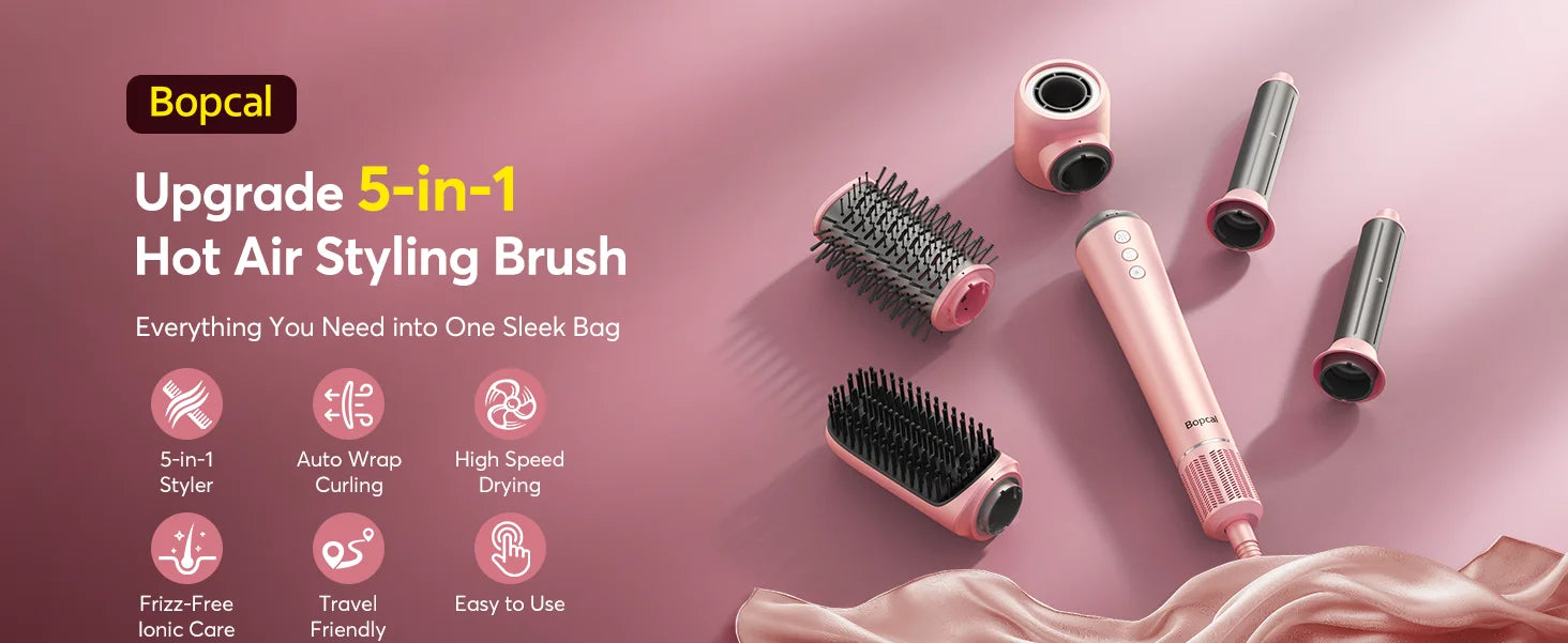 5-in-1 Hair Styler with Travel Bag Your Salon Routine for Perfect Hair Style Wherever You Go!