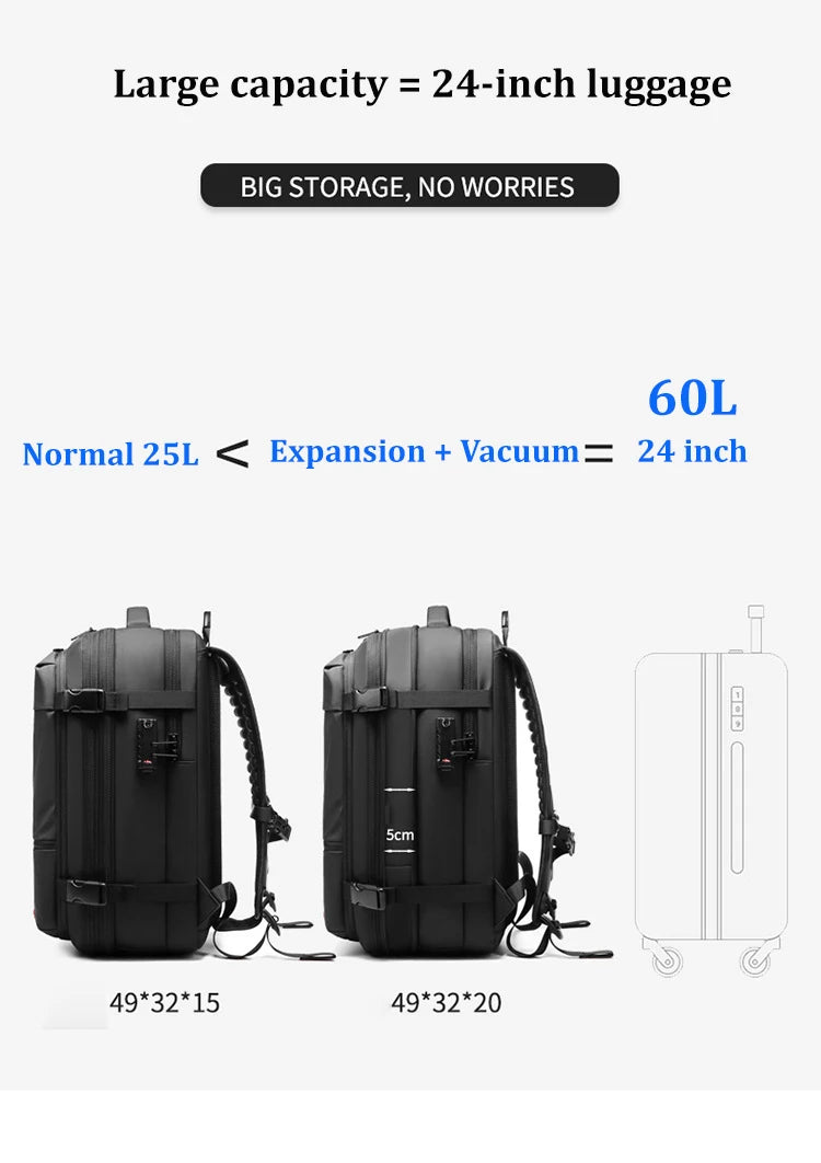 17-Inch Travel Backpack, Pack More, Travel Lighter with Expandable Vacuum Compression