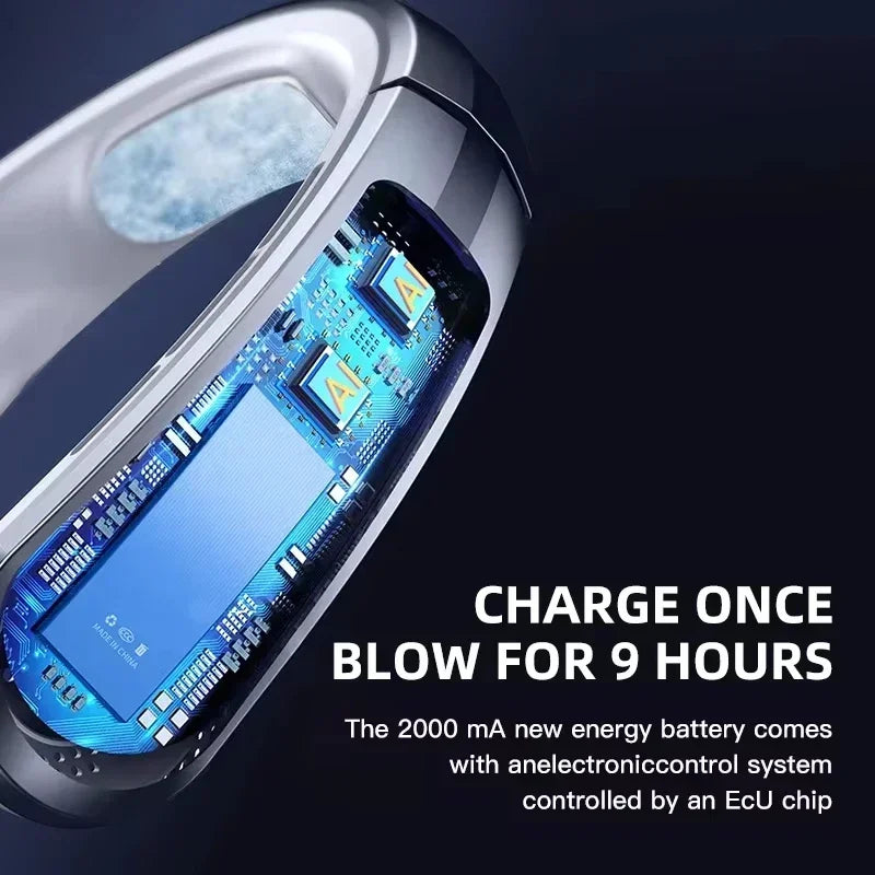 Lenovo 8000mah Hanging Neck Fan Portable Bladeless USB Rechargeable for Stress Free, Summer Travel Stay Cool, Feel Calm