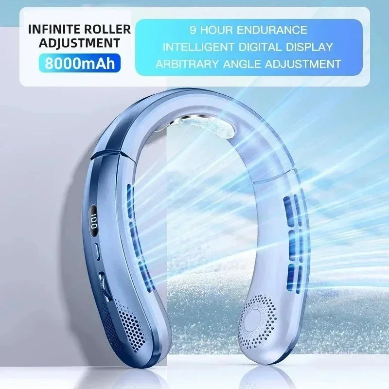 Lenovo 8000mah Hanging Neck Fan Portable Bladeless USB Rechargeable for Stress Free, Summer Travel Stay Cool, Feel Calm