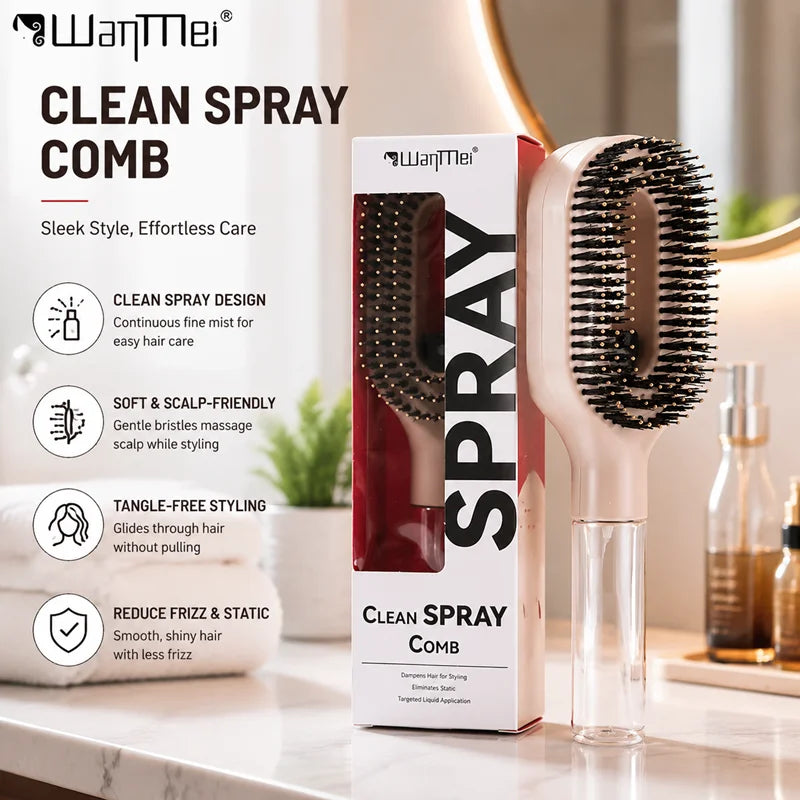 2-in-1 Travel Spray Hair Brush, Detangle, Refresh & Hydrate Your Hair Anywhere